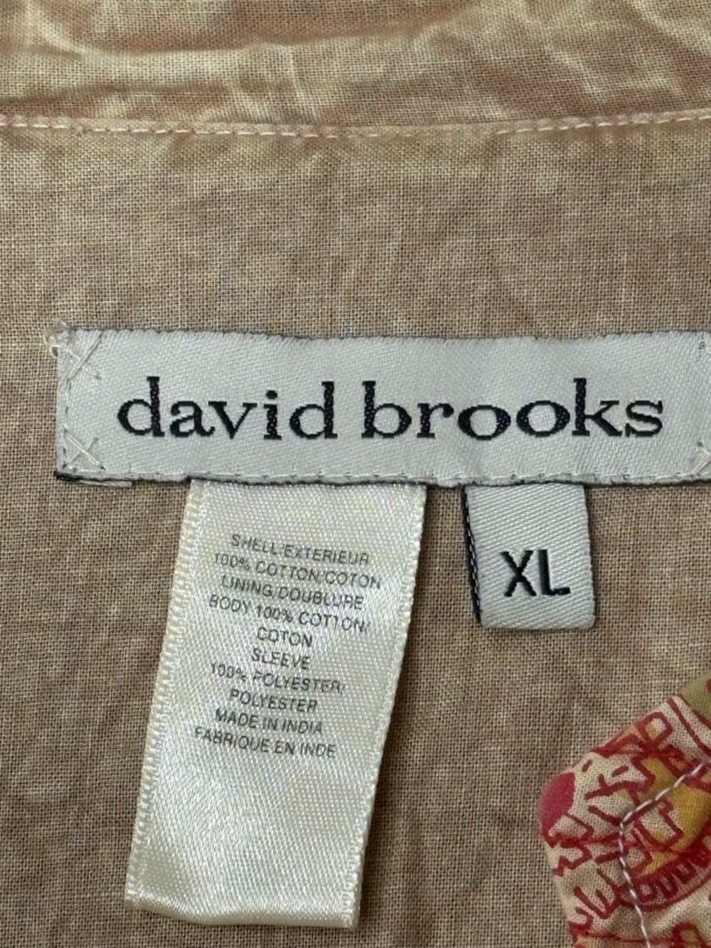 David Brooks Red Tan Tapestry Patchwork Quilted 100% Cotton Boho Shirt Jacket XL - Picture 8 of 14